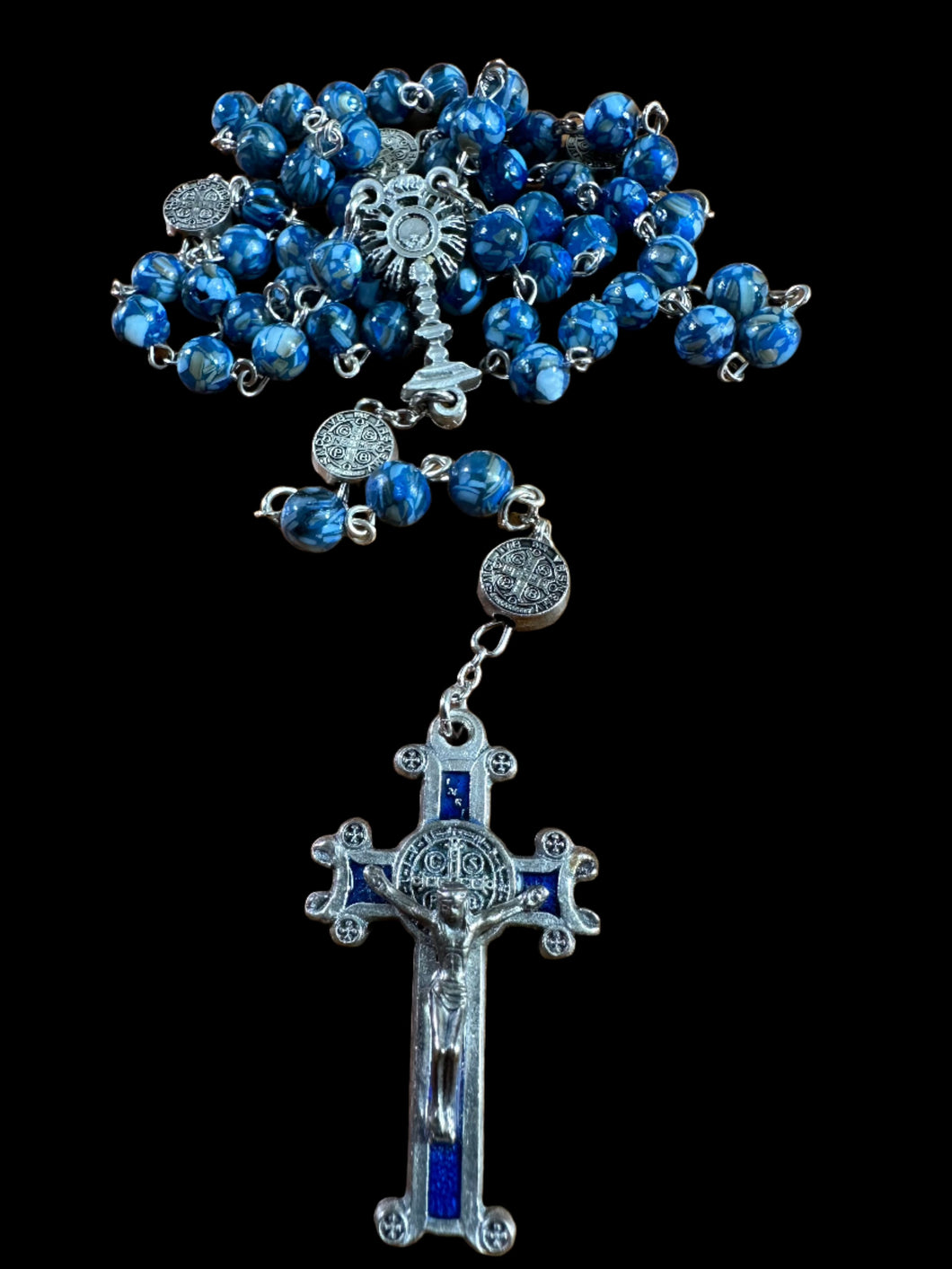 Monstrance Centerpiece Dominican Blue Shell Rosary