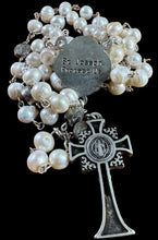 Load image into Gallery viewer, Crown of Pearls w St Joseph Centerpiece St Benedict Pater Noster Beads and Crucifix
