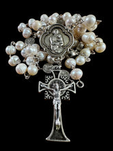 Load image into Gallery viewer, Crown of Pearls w St Joseph Centerpiece St Benedict Pater Noster Beads and Crucifix
