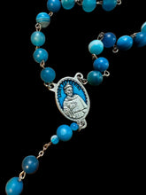 Load image into Gallery viewer, St. Peregrine Rosary w Matte Blue Striped Agate
