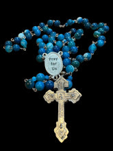 Load image into Gallery viewer, St. Peregrine Rosary w Matte Blue Striped Agate
