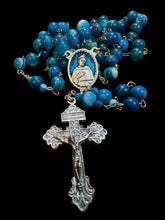 Load image into Gallery viewer, St. Peregrine Rosary w Matte Blue Striped Agate
