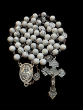 Load image into Gallery viewer, St. Dymphna Centerpiece with 8mm White Howlite Ave Maria Beads &amp; St. Benedict Pater Noster Beads
