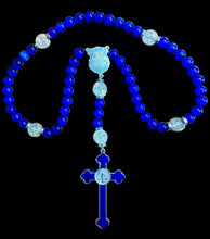 Load image into Gallery viewer, St Benedict Glass Royal Blue Faceted Round 10mm w St Michael Police Shield Centerpiece
