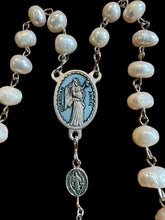 Load image into Gallery viewer, Guardian Angel Centerpiece with Large Fresh Water Pearls and St. Benedict Crucifix
