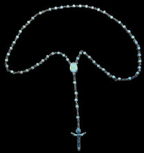 Load image into Gallery viewer, 12 Stars Crown Blessed Mother Centerpiece with Bone White Mother of Pearl 4mm Beads &amp; Trinity Crucifix
