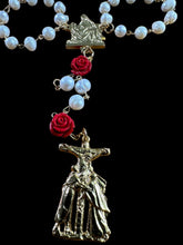 Load image into Gallery viewer, Crown of Pearls for Sorrowful Mother with Pieta Centerpiece and Calvary Crucifix GOLD TONE
