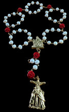 Load image into Gallery viewer, Crown of Pearls for Sorrowful Mother with Pieta Centerpiece and Calvary Crucifix GOLD TONE
